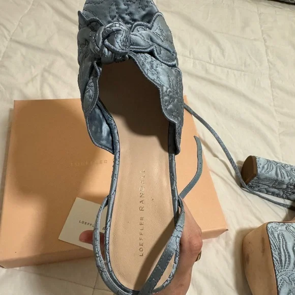 Loeffler Randall Satin Blue Platform Sandals - Picture 6 of 8